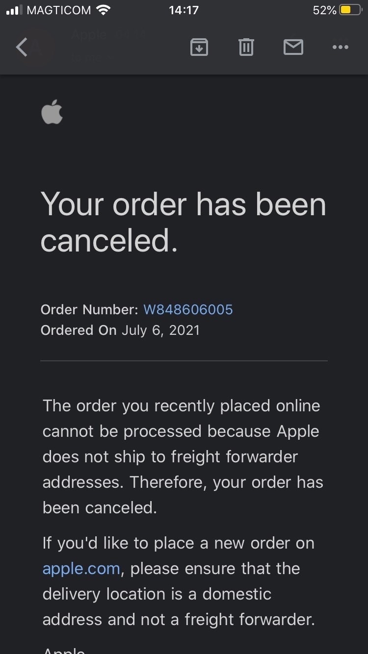 Problem viewing Online Order Status - Apple Community