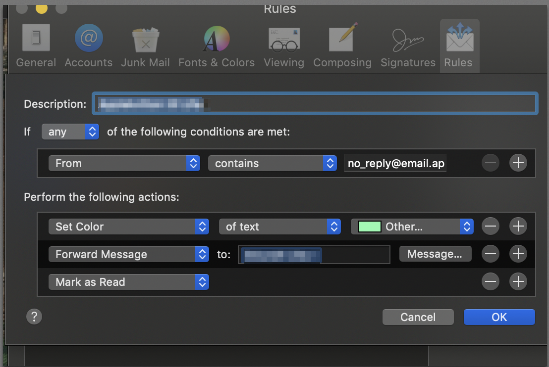Apple Mail Forward rule do not forward an… Apple Community
