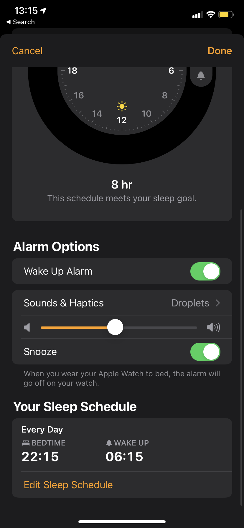 Sleep/wake up alarm sound sets for only 1… Apple Community