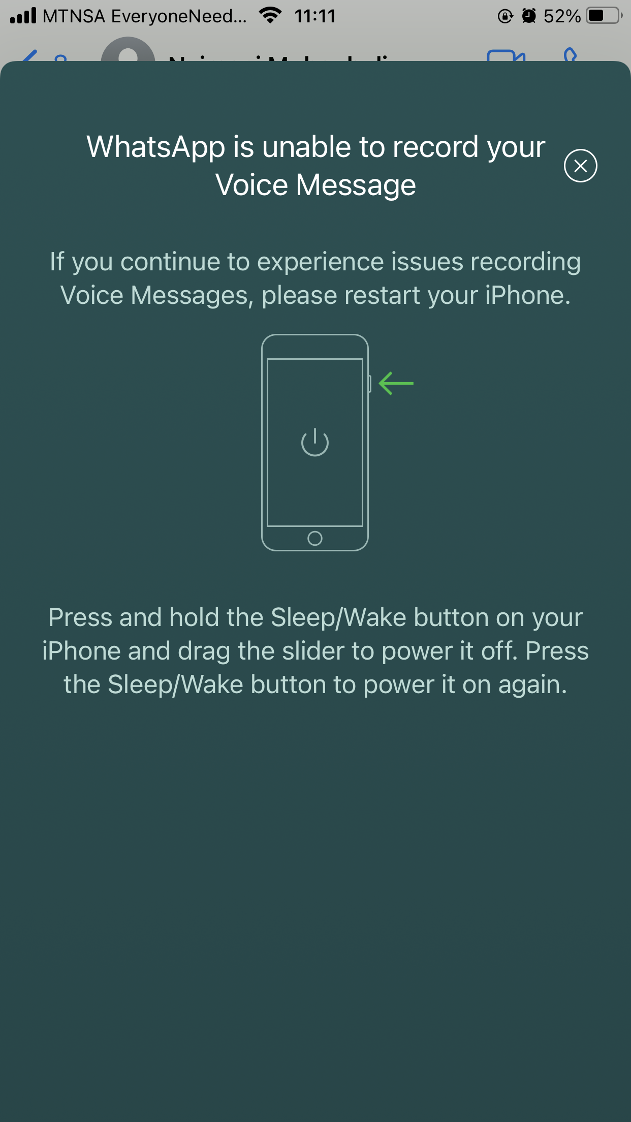 WhatsApp Voice Note Error Apple Community