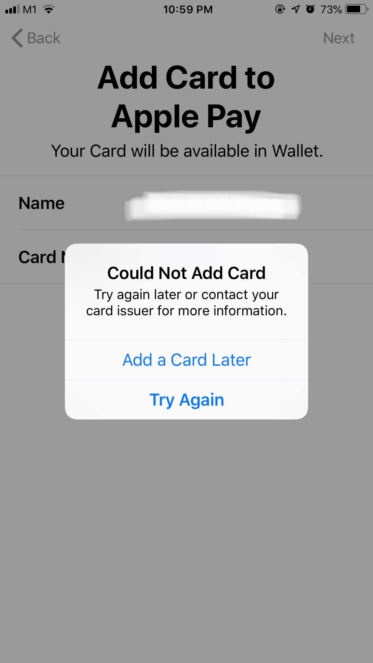 I Can t Add Cards To Apple Wallet After I Apple Community