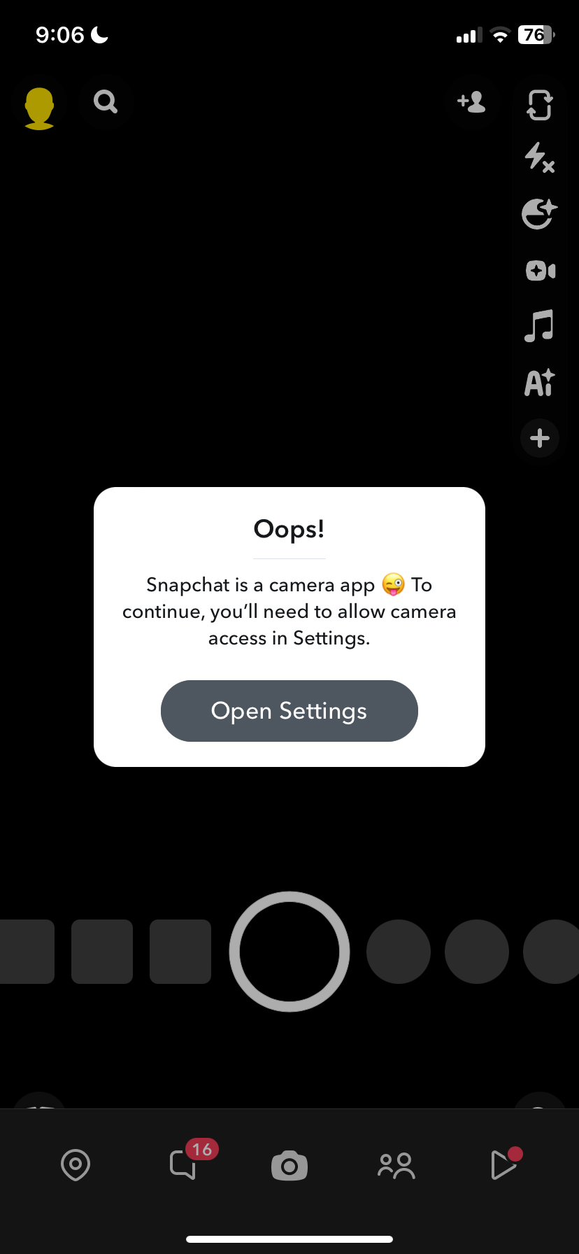 Camera problem on Snapchat - Apple Community