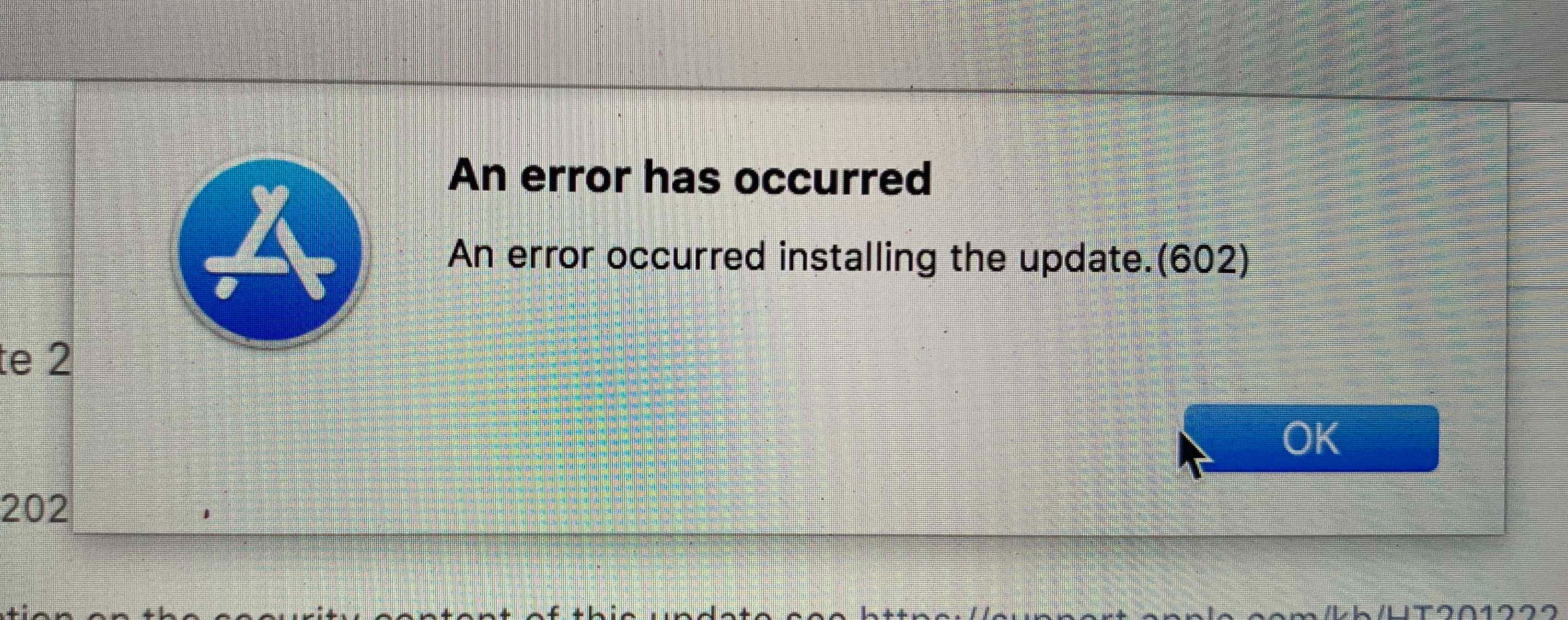 update error 602 - Apple Community