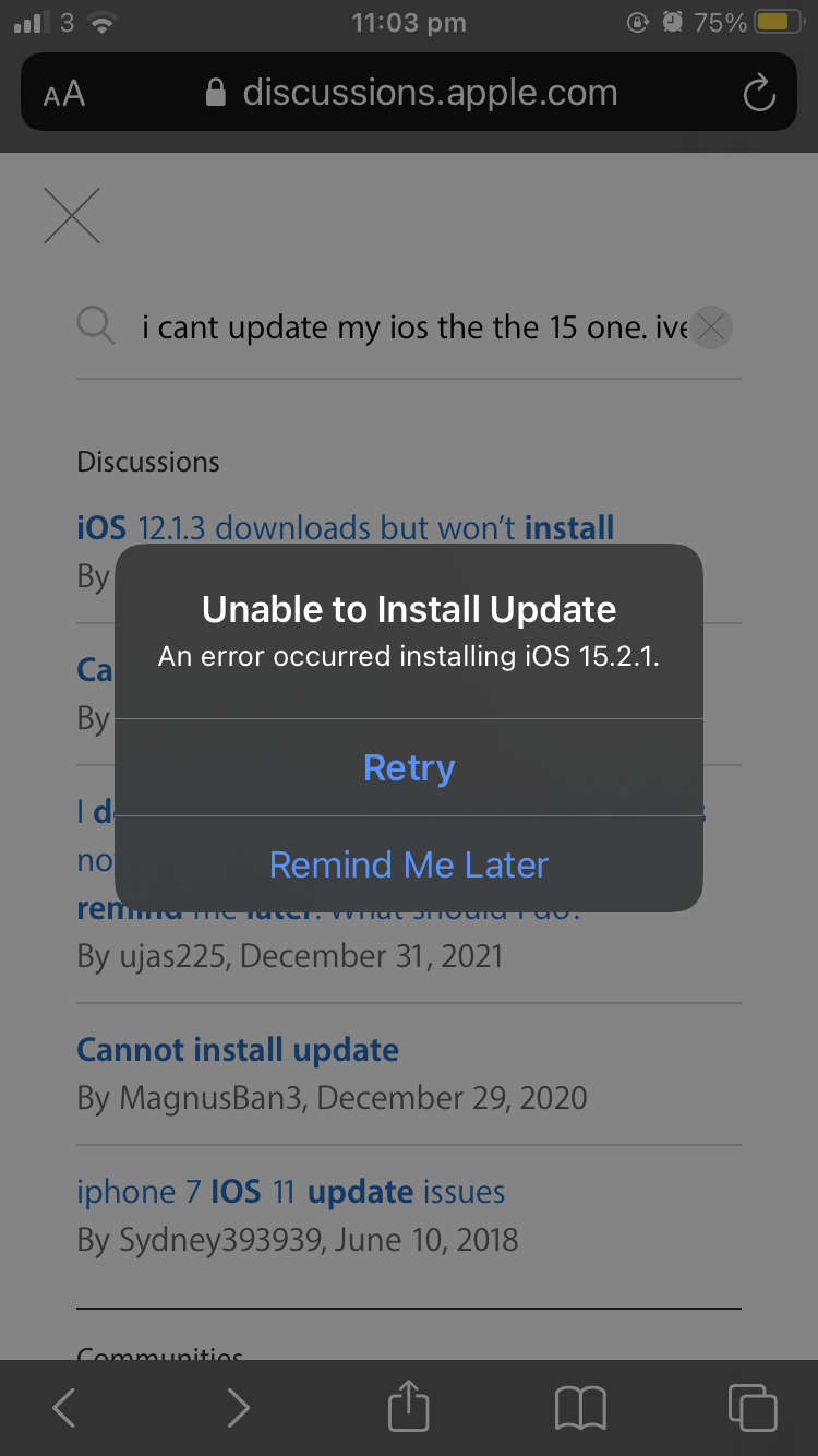 Update - IOS 15.2.1 - Apple Community