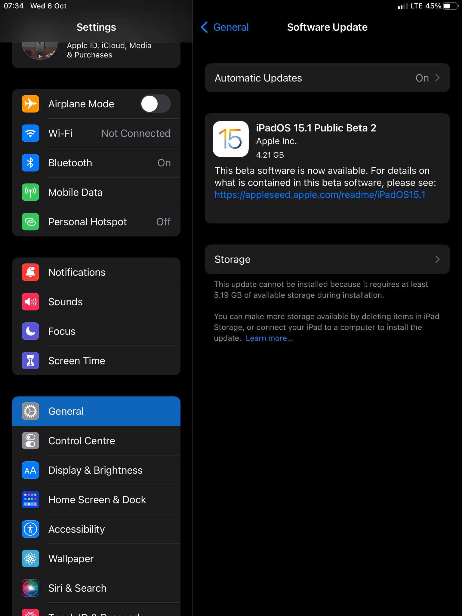 Software update download iOS 15 iPad air2… - Apple Community