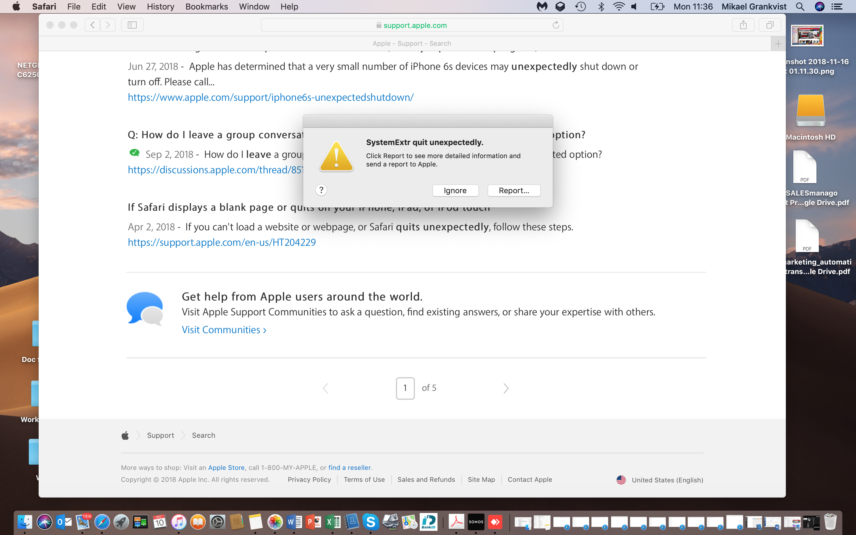 SystemExtr quit unexpectedly Apple Community