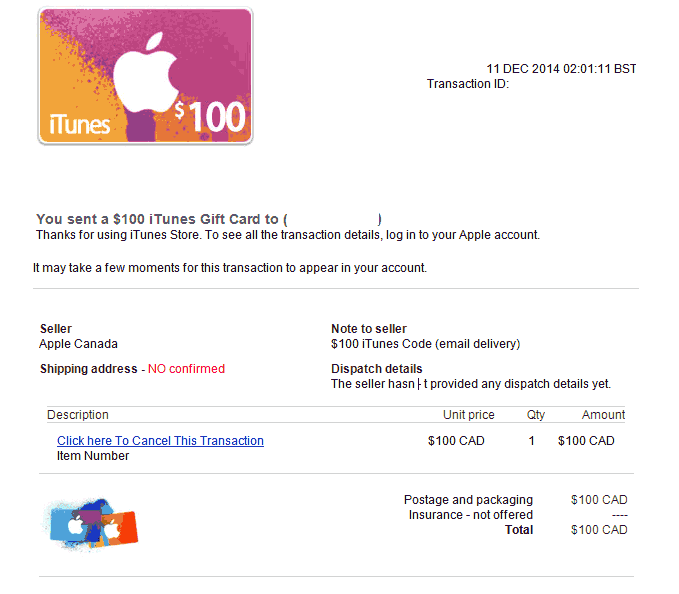 gift (Email Card card Delivery), Apple apple $100 Gift