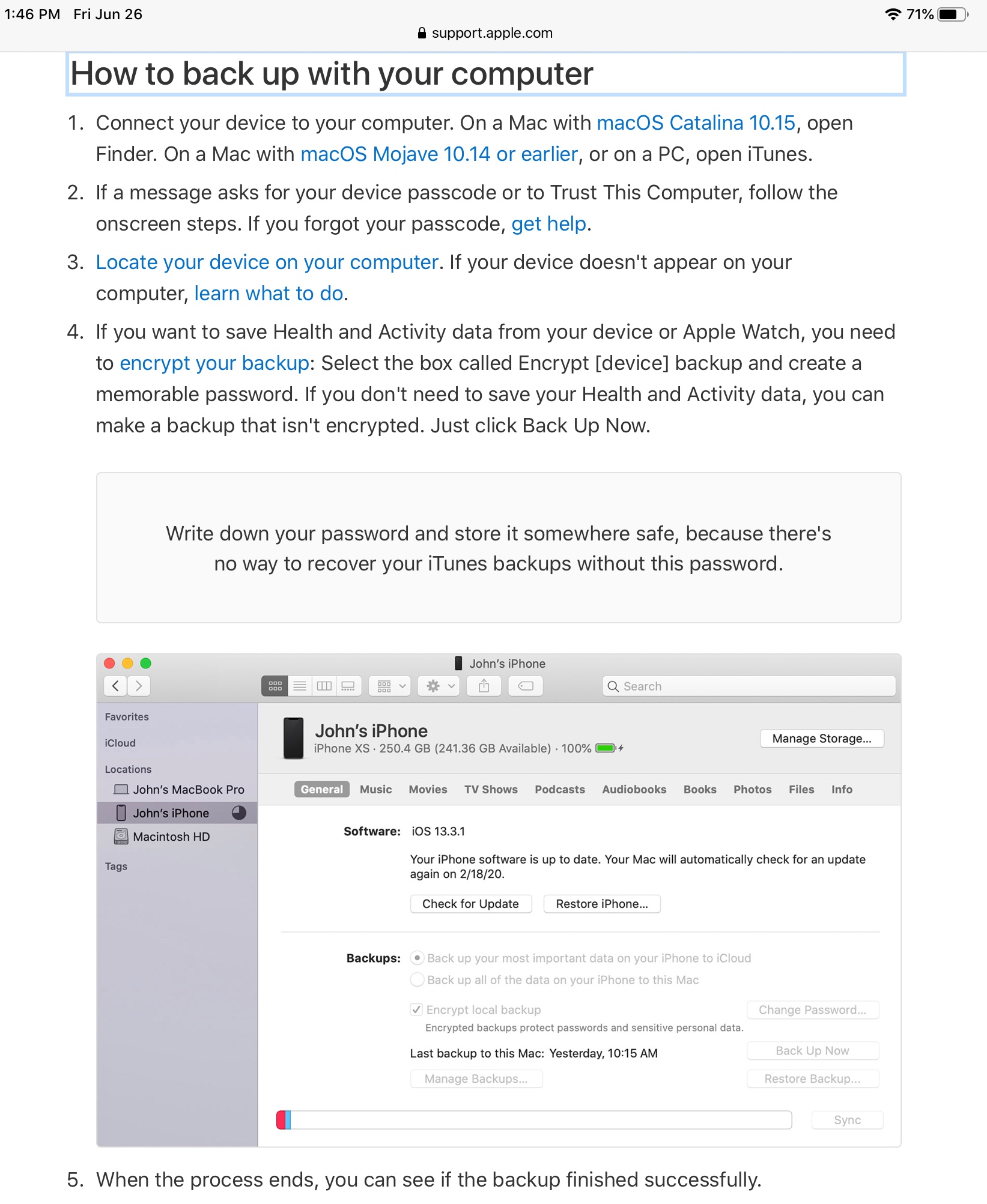 iPad no backup available only restore Apple Community