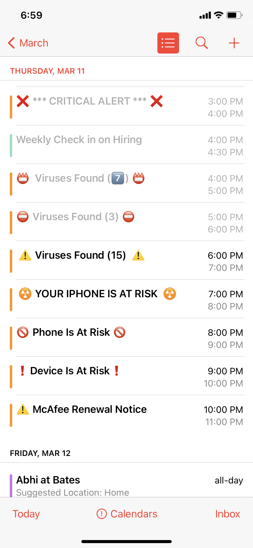 Virus alert in Google calendar on my iPho… - Apple Community