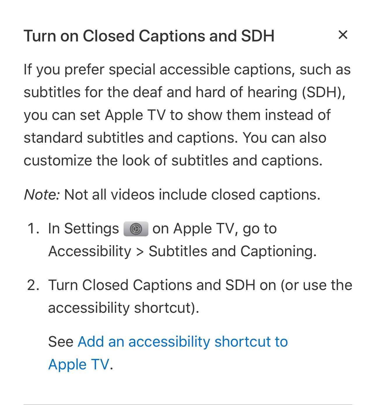 Unable to turn off closed captioning whil Apple Community