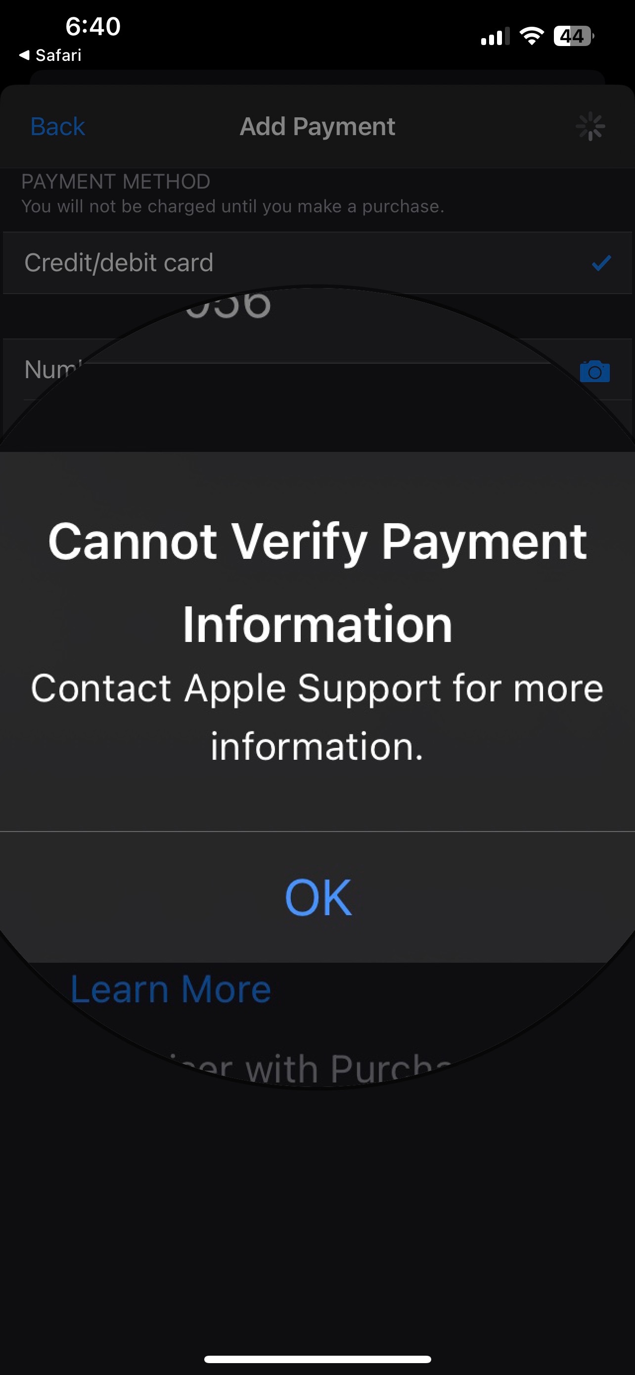 apple pay verification not available bmo