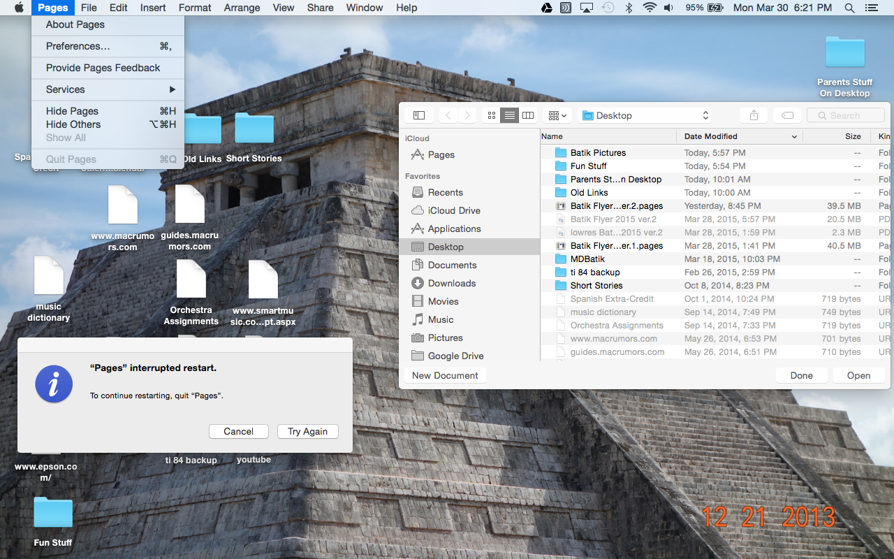 My pages won't let me quit and I cannot r… Apple Community