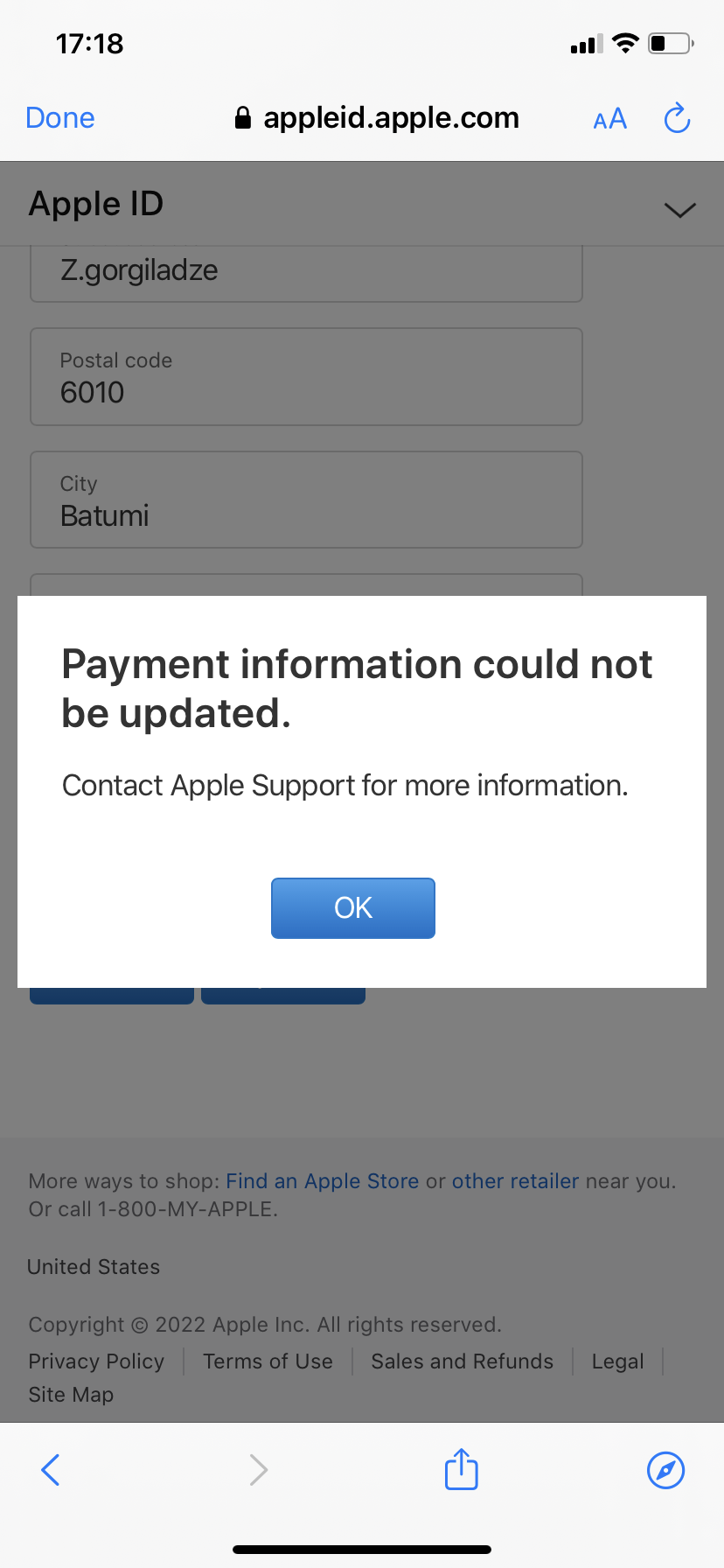 I can’t add my credit card to payment met… Apple Community