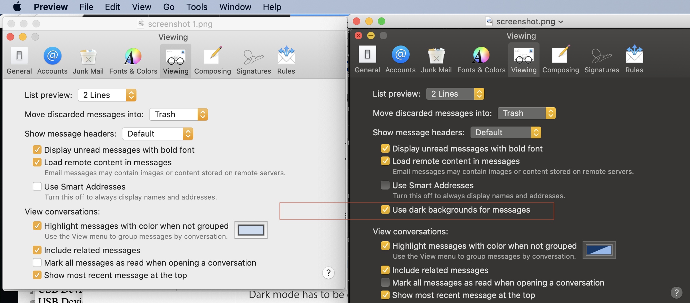 The background on my emails turned black.… Apple Community