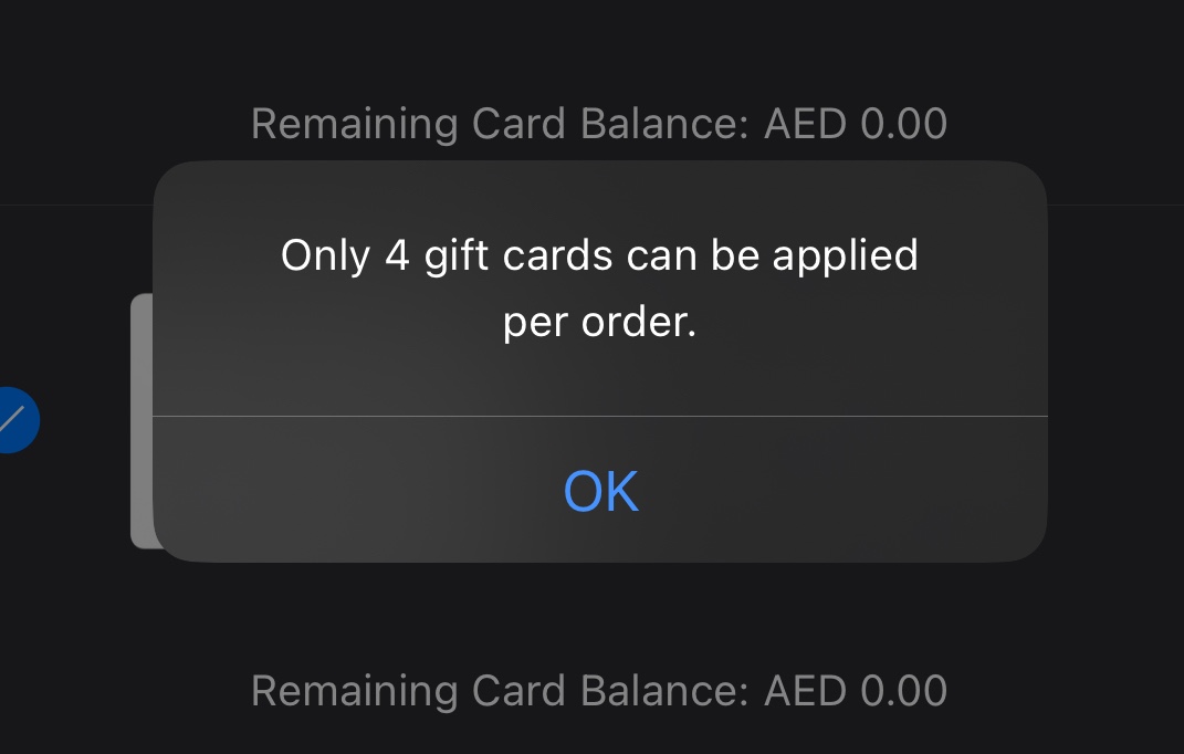 I need to use more than 4 gift cards in t… Apple Community