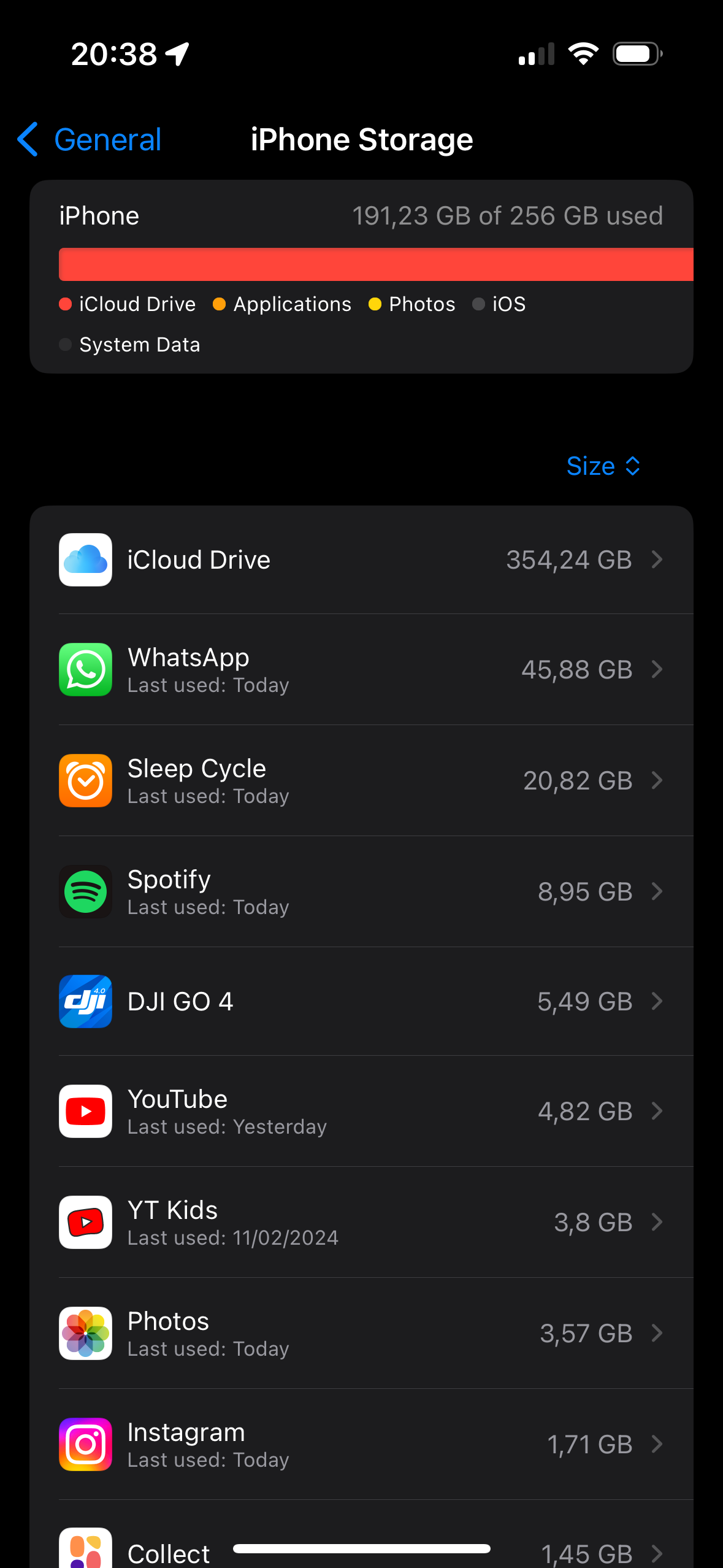 Why is my iCloud full when I have 256GB?