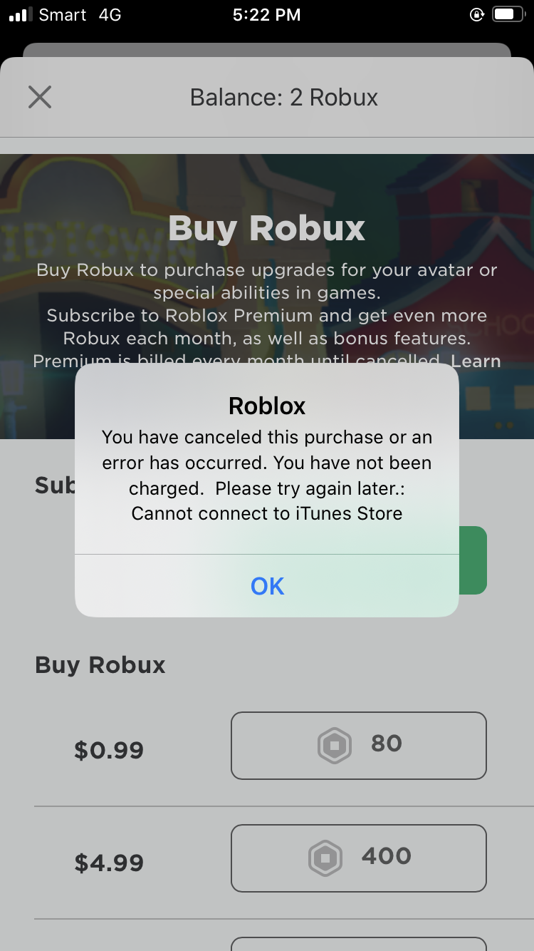 I Can T Get Robux Apple Community - how to get robux on apple phone