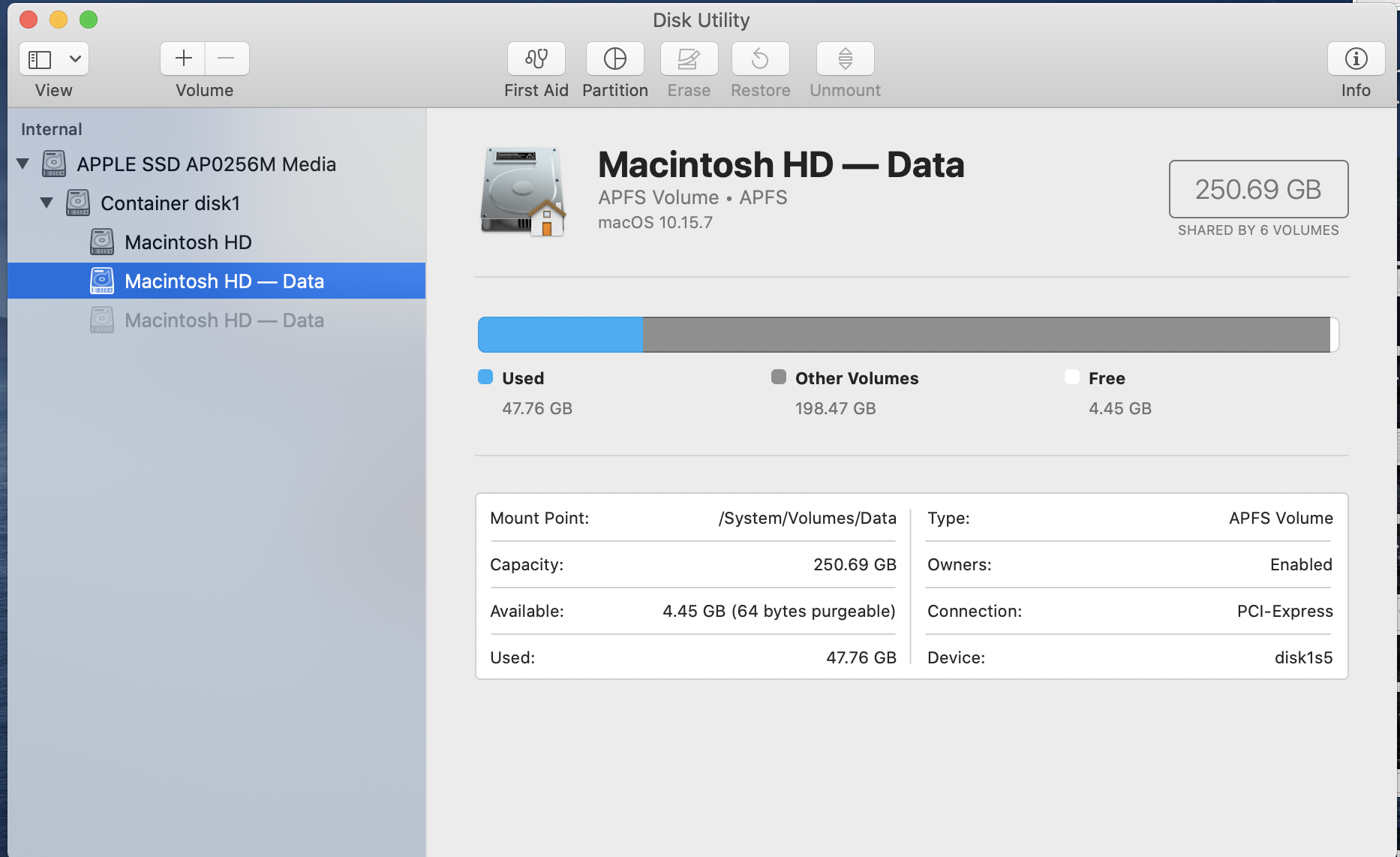 Other Volumes in Container taking 187 GB Apple Community