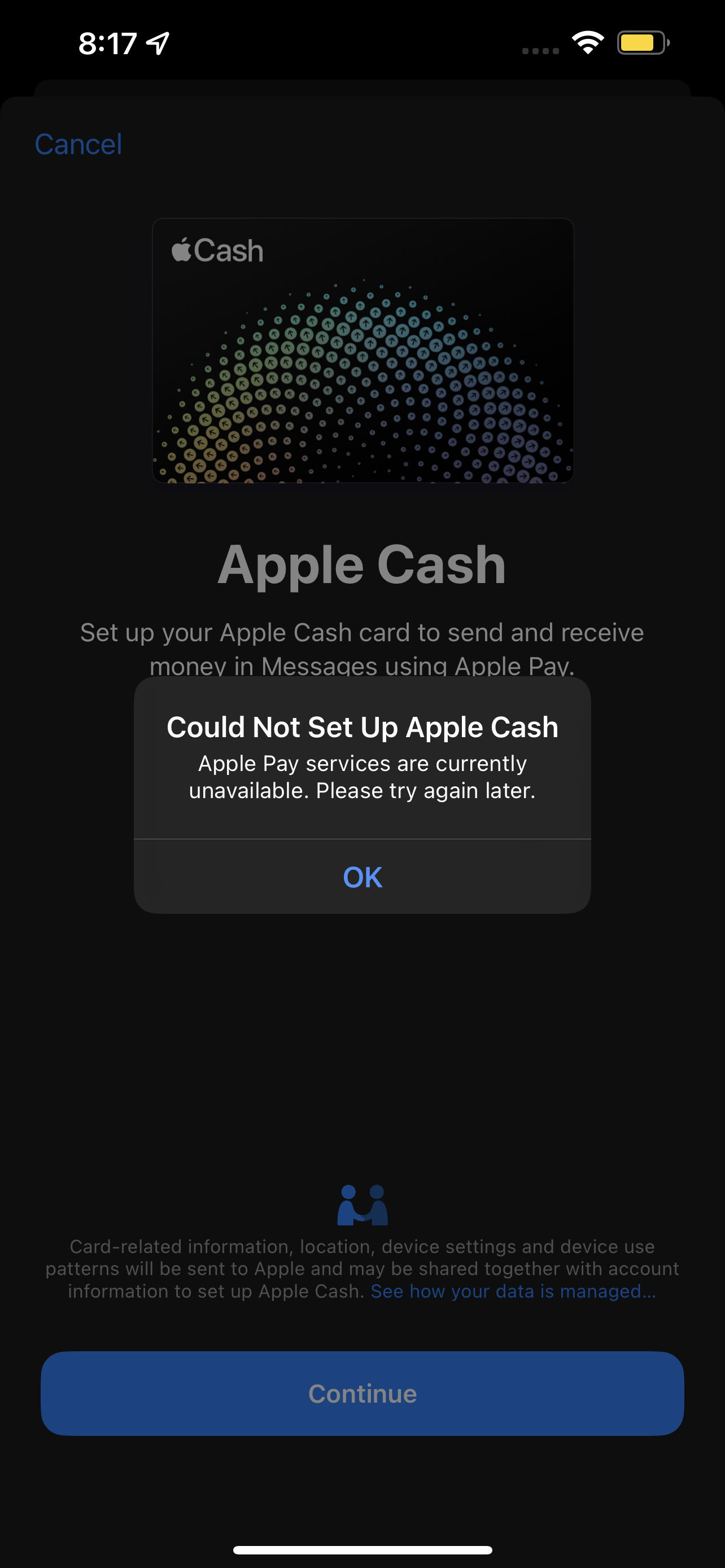 Why can’t I set up my card? It keeps sayi… Apple Community