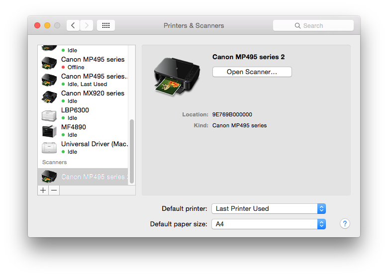 Canon MP495 series not operate from … - Apple Community