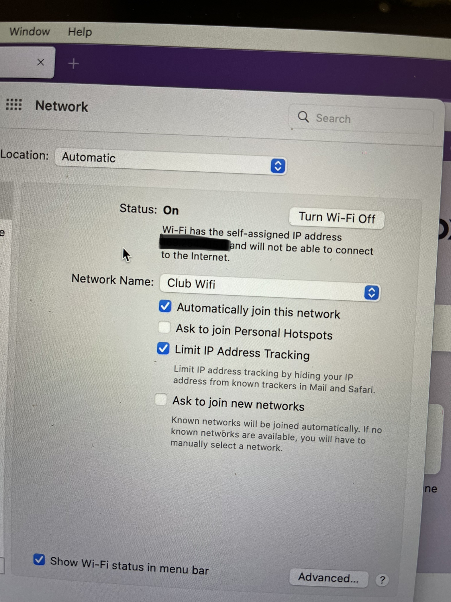 self assigned ip address apple support