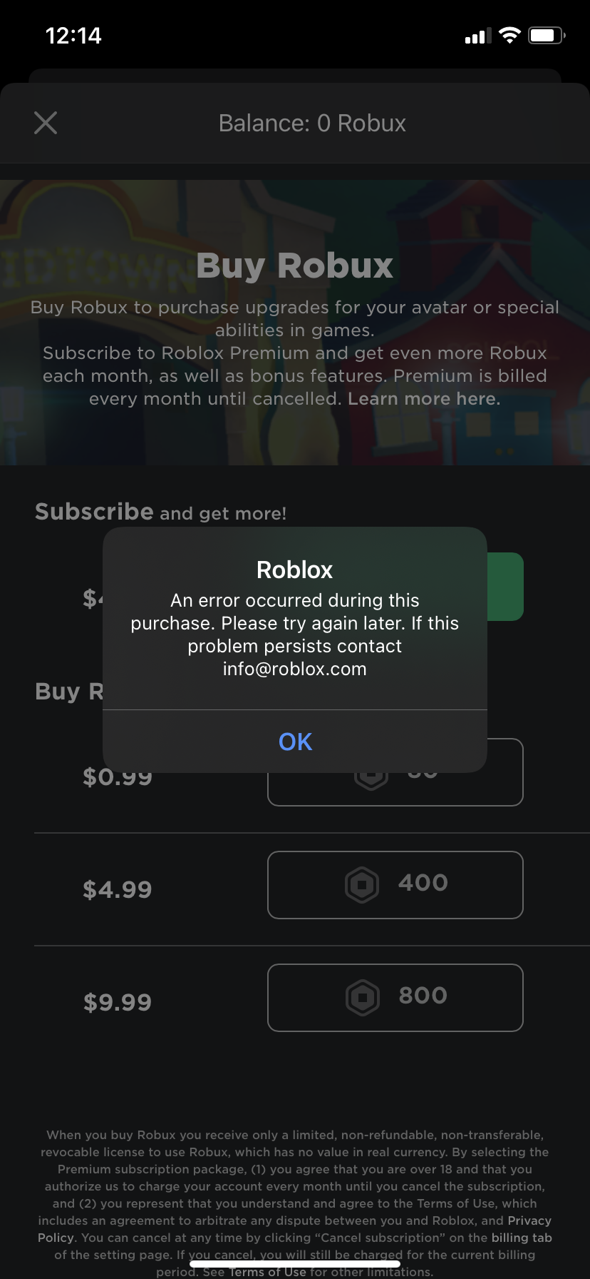 It Won T Let Me Purchase Robux Apple Community - how to buy robux with itunes money