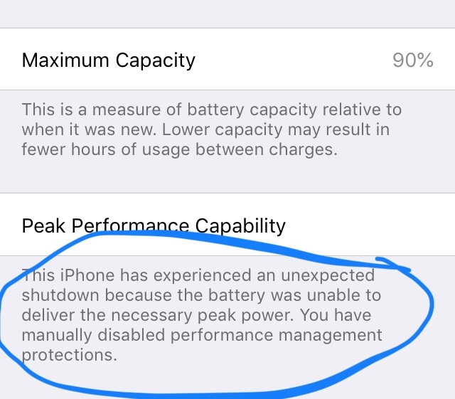 Battery Health Peak Performance Capacity Apple Community