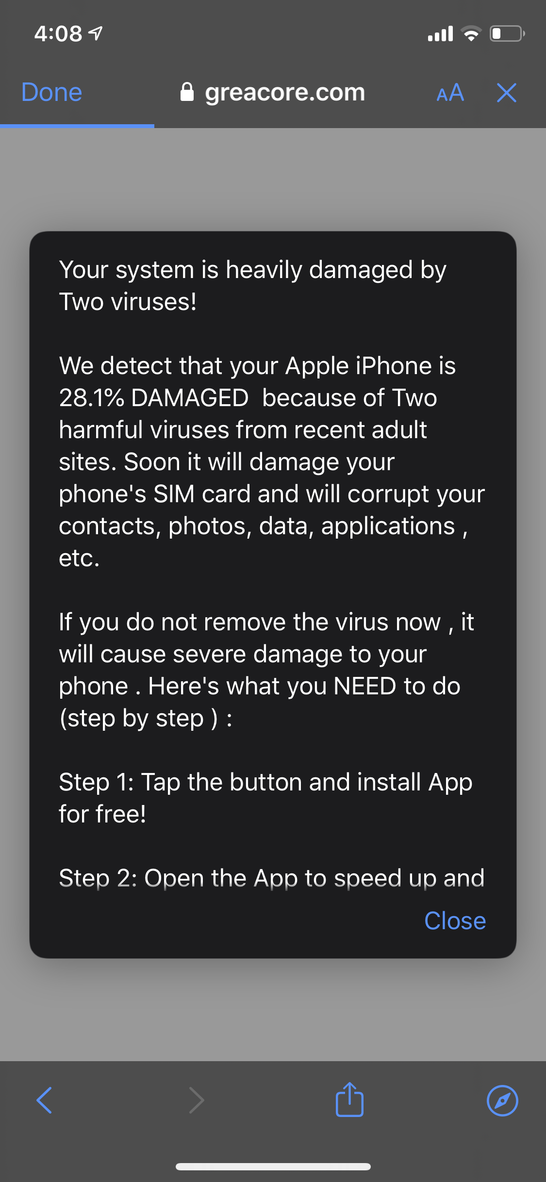 Er viruset varsel på telefonen min?