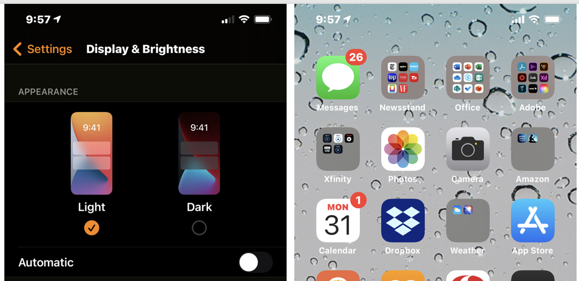 iPhone stuck halfway between Light mode a… Apple Community
