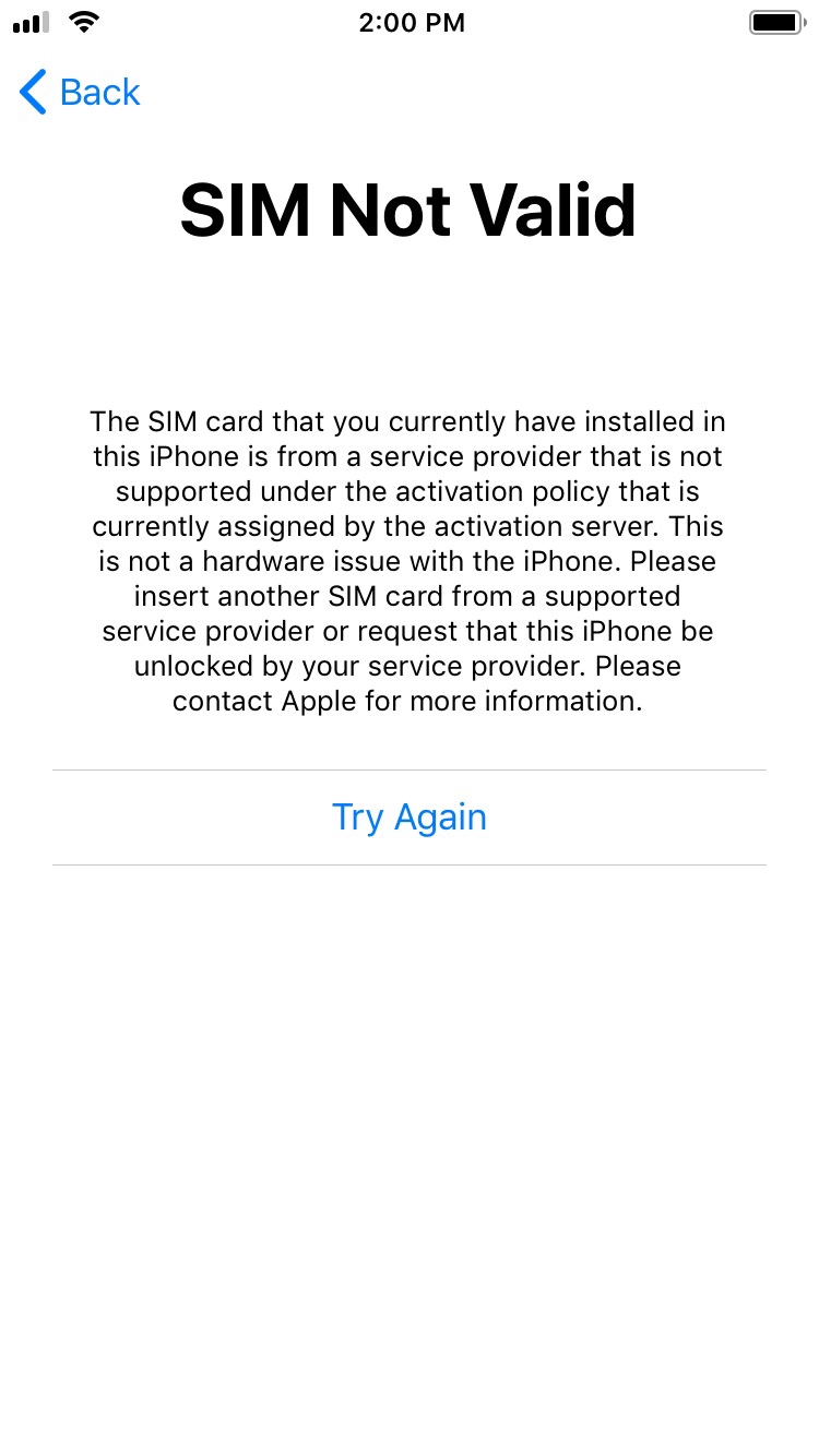 SIM card not working - Apple Community