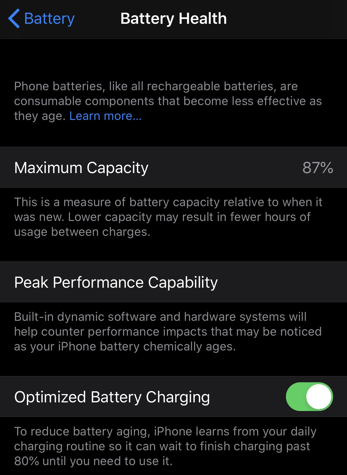 iPhone 11 Pro Battery Health 87% after… - Apple Community