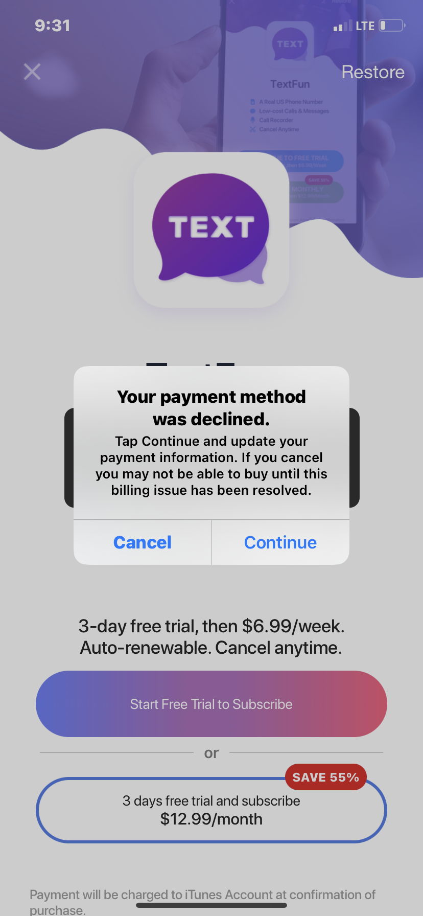 Your payment method was declined что делать apple