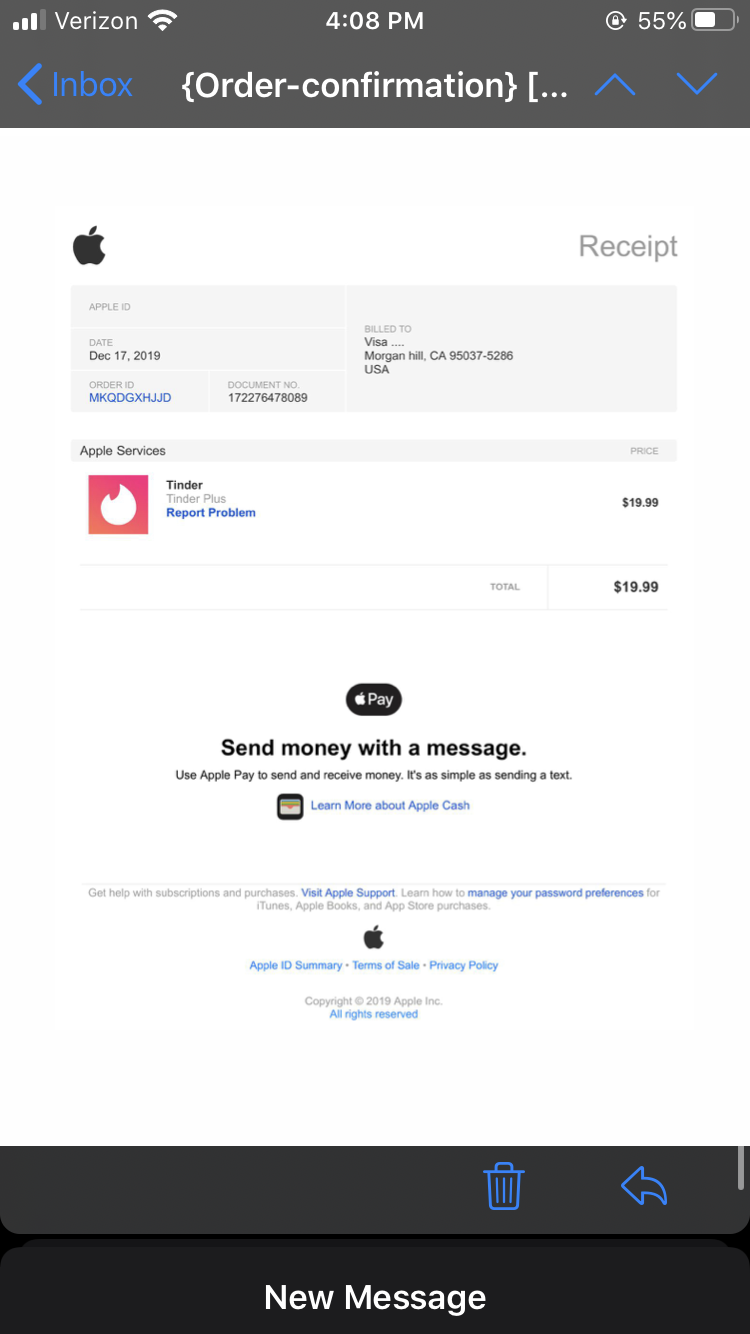 Tinder frauds email