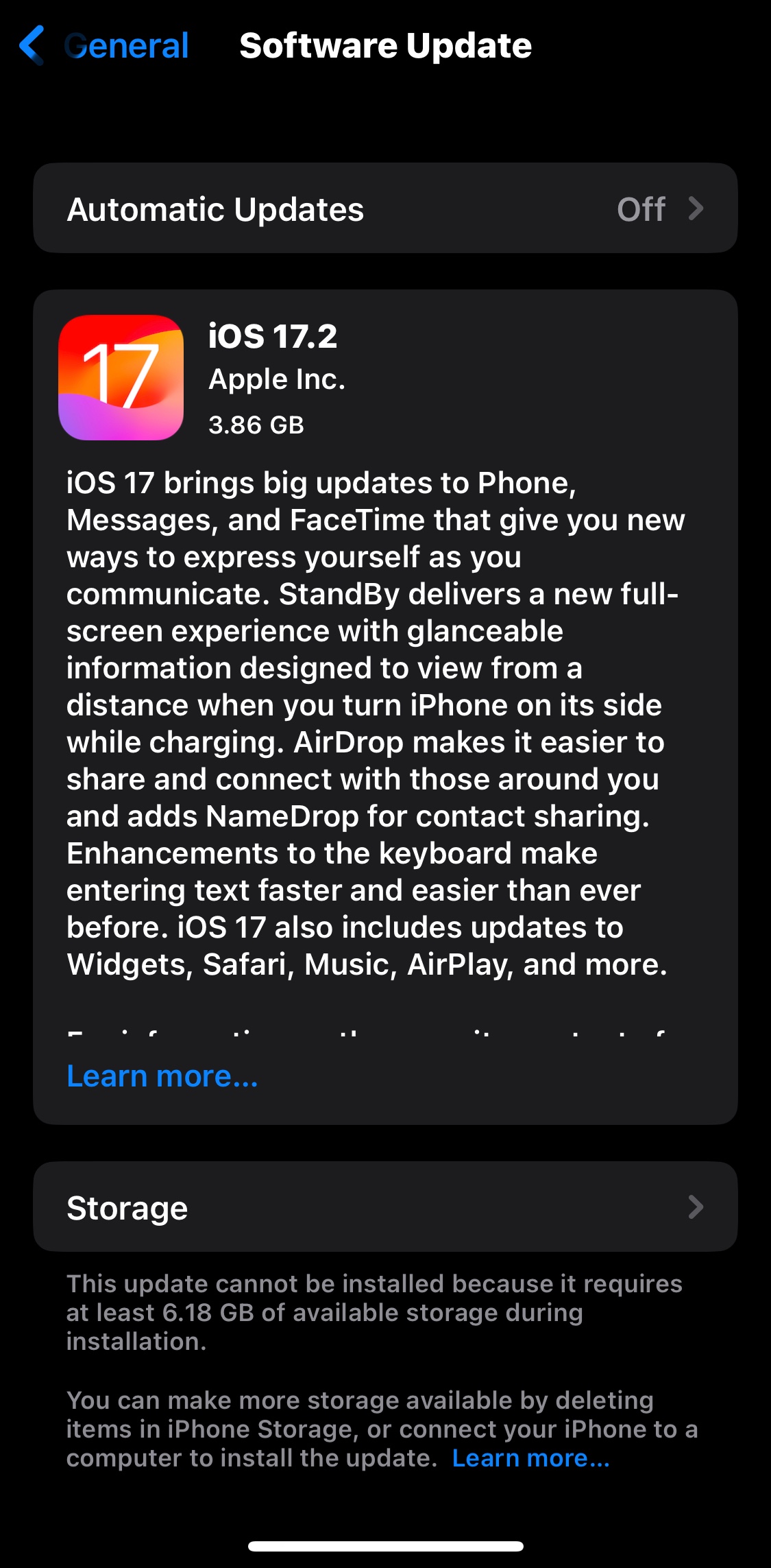iPhone won't let me update due to lack of… Apple Community