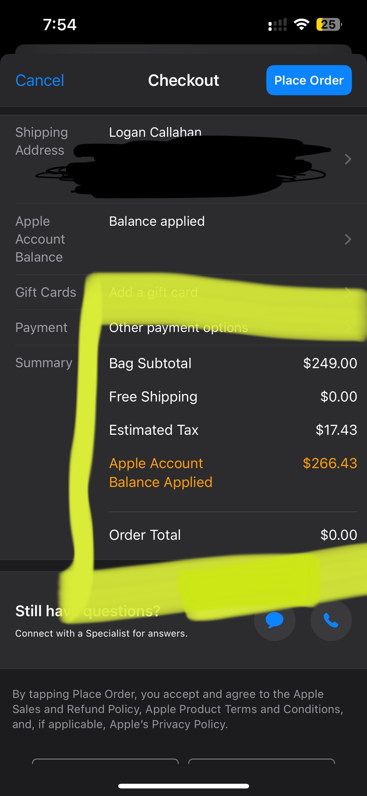 apple cash balance add declined