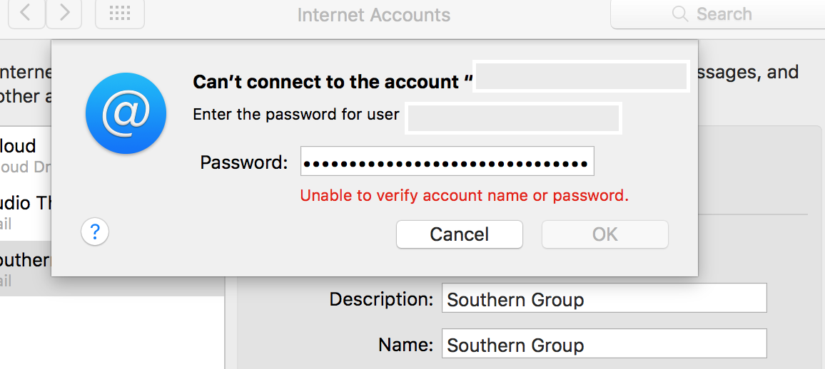 Unable to verify account name or password Apple Community