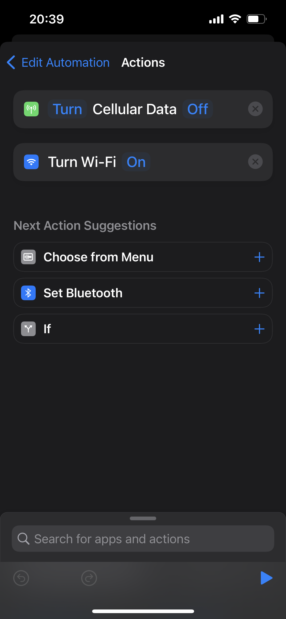 Automation (Turning off wifi and turn on … - Apple Community