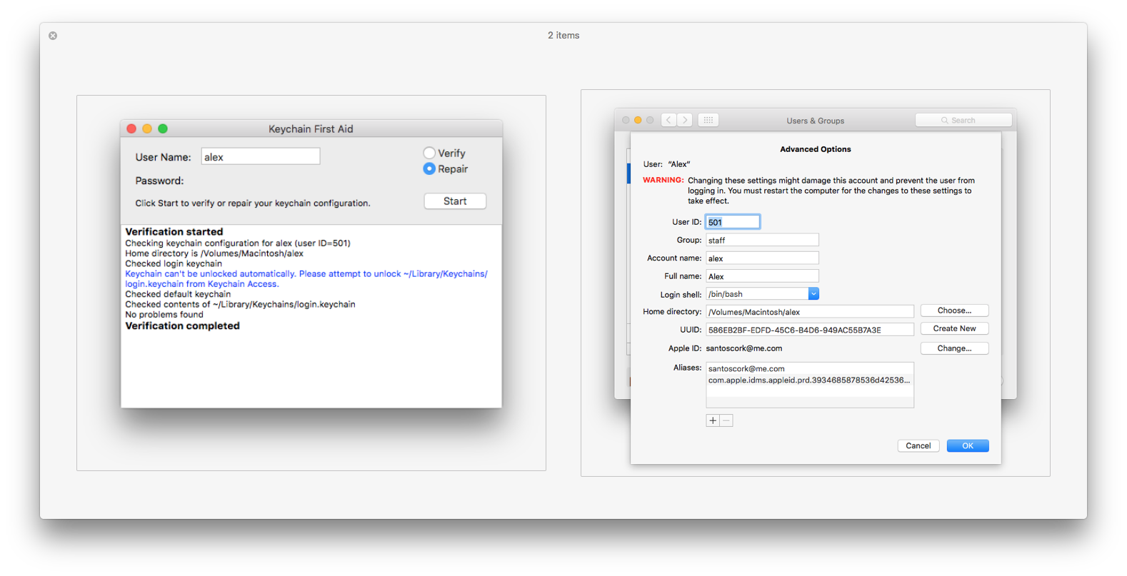 permissions / keychain problems?? Help! Apple Community