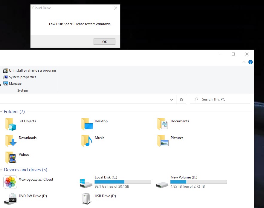 iCloud Drive Low Disk Space problem, can… Apple Community