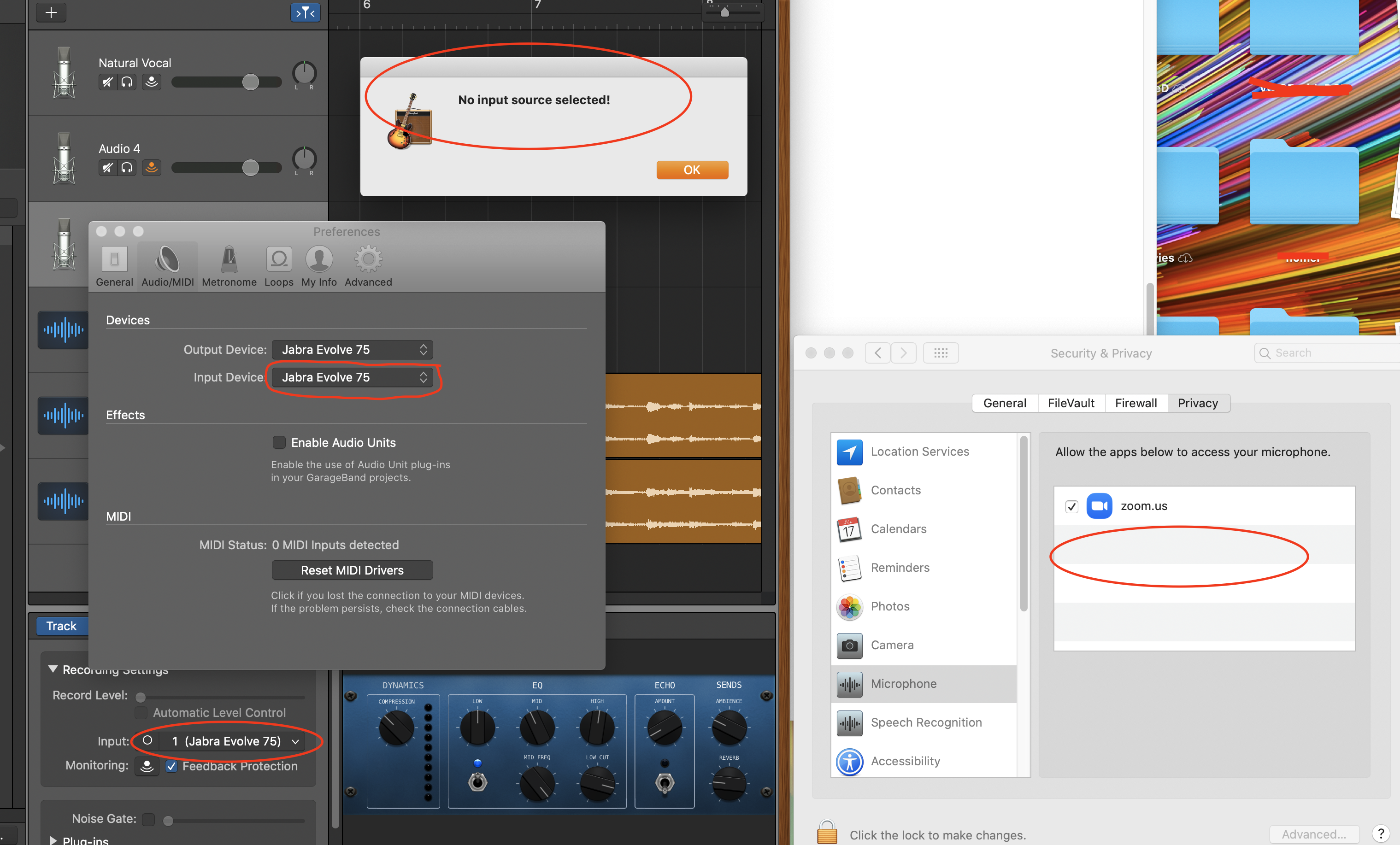 Garageband microphone input