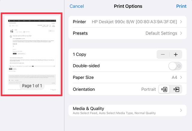 ipad safari to pdf