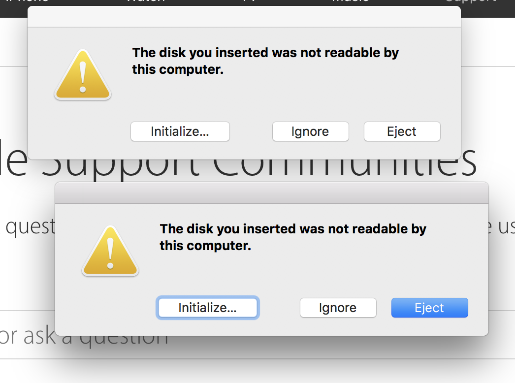 "The Disk You Inserted Was Not readable b… Apple Community