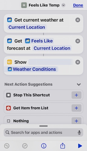 Iphone Shortcuts Weather Feels Like Dat Apple Community