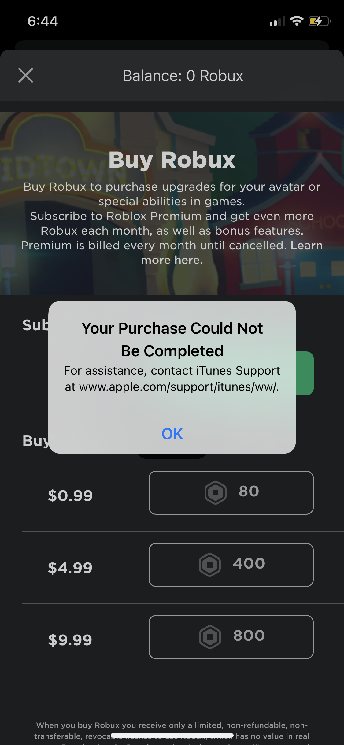 Payment Errors Apple Community - 0 robux picture