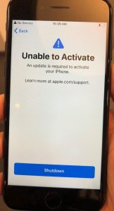 Unable To Activate An Update Is Required Apple Community