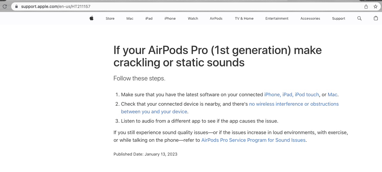 Static sound 2024 airpods pro