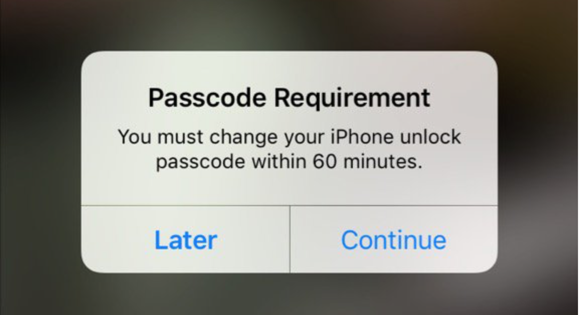 Passcode Requirement You must change you… Apple Community