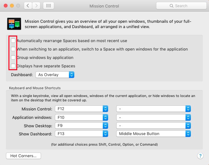 Spaces Boxes Mac OS