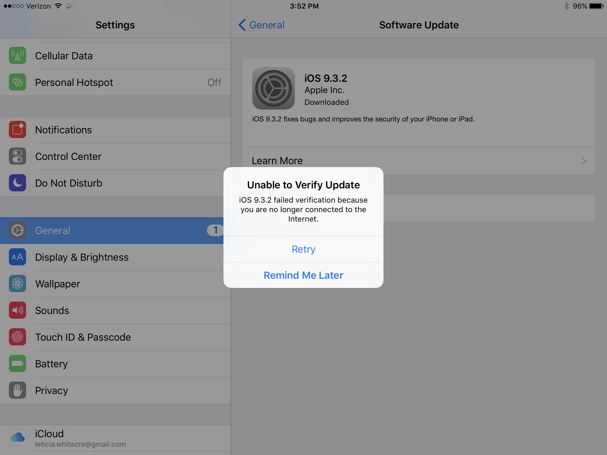 iOS 9.3.2 Update Fail / iPad Pro - Apple Community