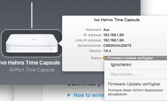 Knurre I stor skala At bidrage Timecapsule Firmware update 7.6.4 not pos… - Apple Community